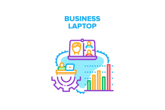 Business Laptop Vector: A Colorful, Versatile Design Asset