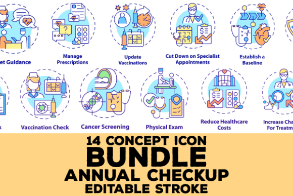 Understanding the Annual Checkup Concept Icons Bundle